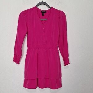 Aqua Girls Fuchsia Long Sleeve Bright Pink Dress Size L